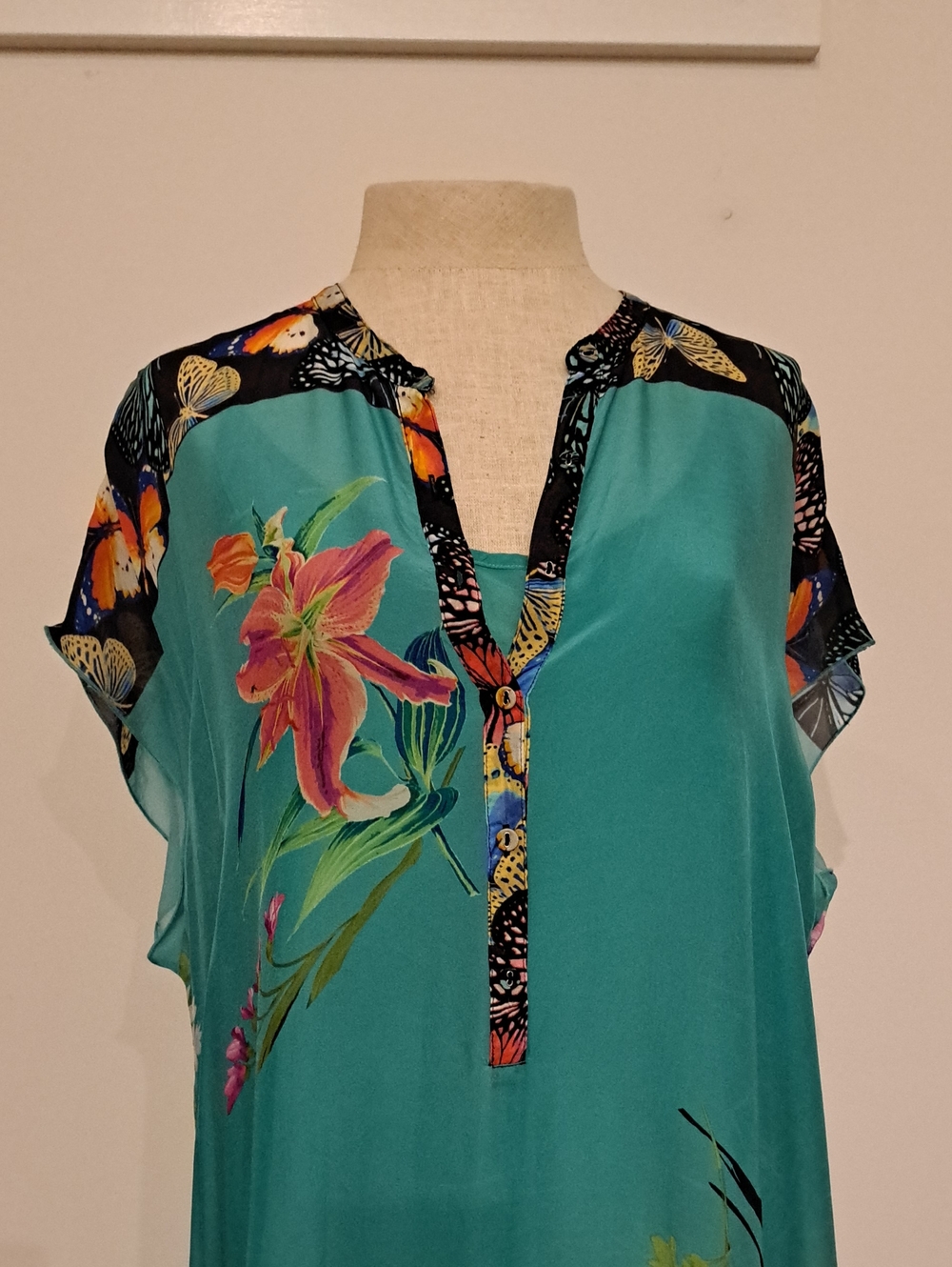 JOHNNY WAS PANYA ALBA Maxi Dress. BEAUTIFUL Turquoise w Colorful Floral Print. - Picture 3 of 11